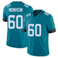 Jacksonville #60 Monheim Football V Neck Short Sleeve Teal Jersey Jonah For Men Youth Women Gift