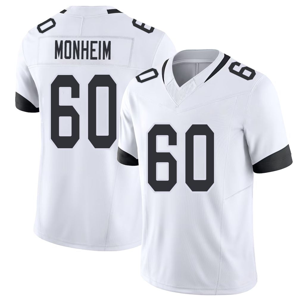 Jacksonville #60 Monheim Football V Neck Short Sleeve White Jersey Jonah For Men Youth Women Gift