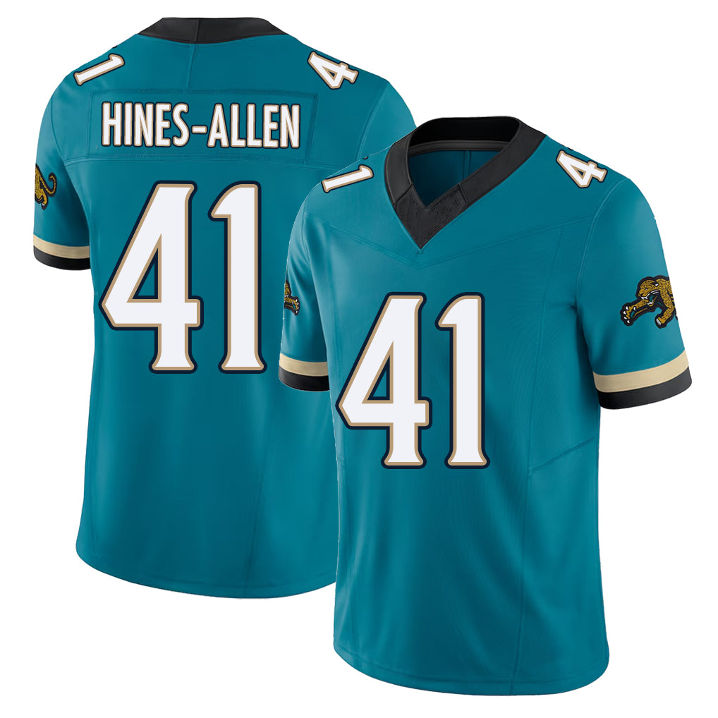 Jacksonville #41 Hines-Allen Football V Neck Short Sleeve Teal Jersey Josh For Men Youth Women Gift
