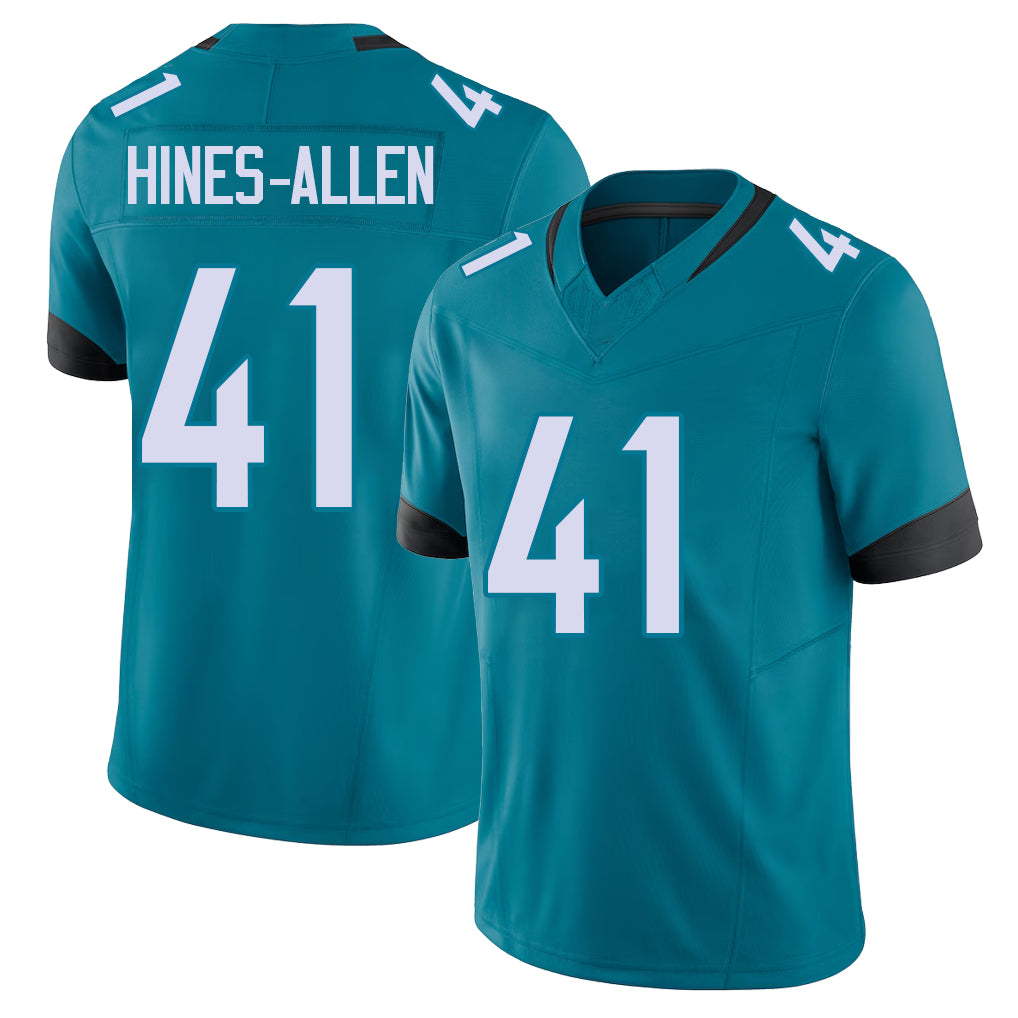 Jacksonville #41 Hines-Allen Football V Neck Short Sleeve Teal Jersey Josh For Men Youth Women Gift