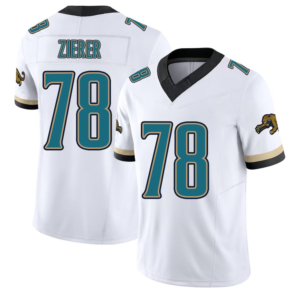 Jacksonville #78 Zierer Football V Neck Short Sleeve White Jersey Kilian For Men Youth Women Gift