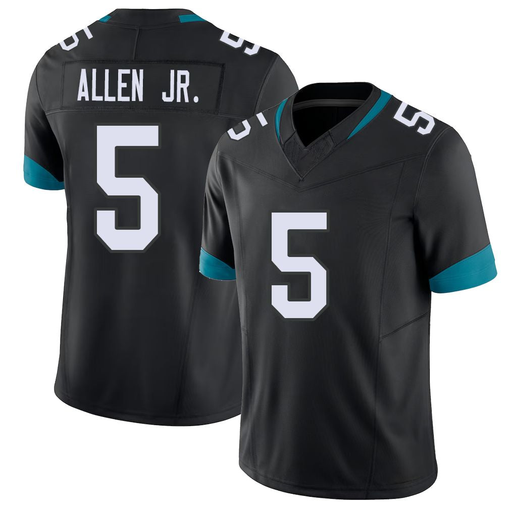 Jacksonville #5 Allen Jr. Football V Neck Short Sleeve Black Jersey LeQuint For Men Youth Women Gift