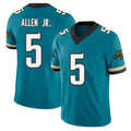Jacksonville #5 Allen Jr. Football V Neck Short Sleeve Teal Jersey LeQuint For Men Youth Women Gift