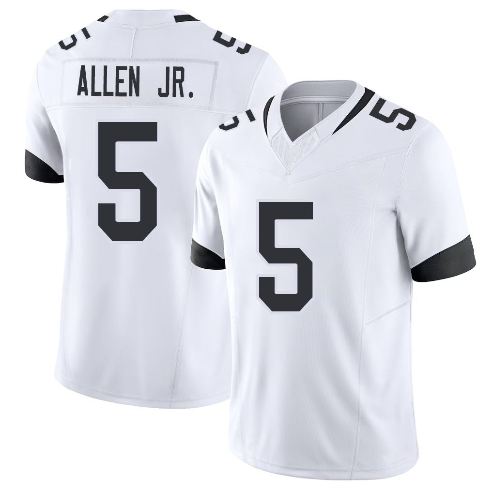 Jacksonville #5 Allen Jr. Football V Neck Short Sleeve White Jersey LeQuint For Men Youth Women Gift