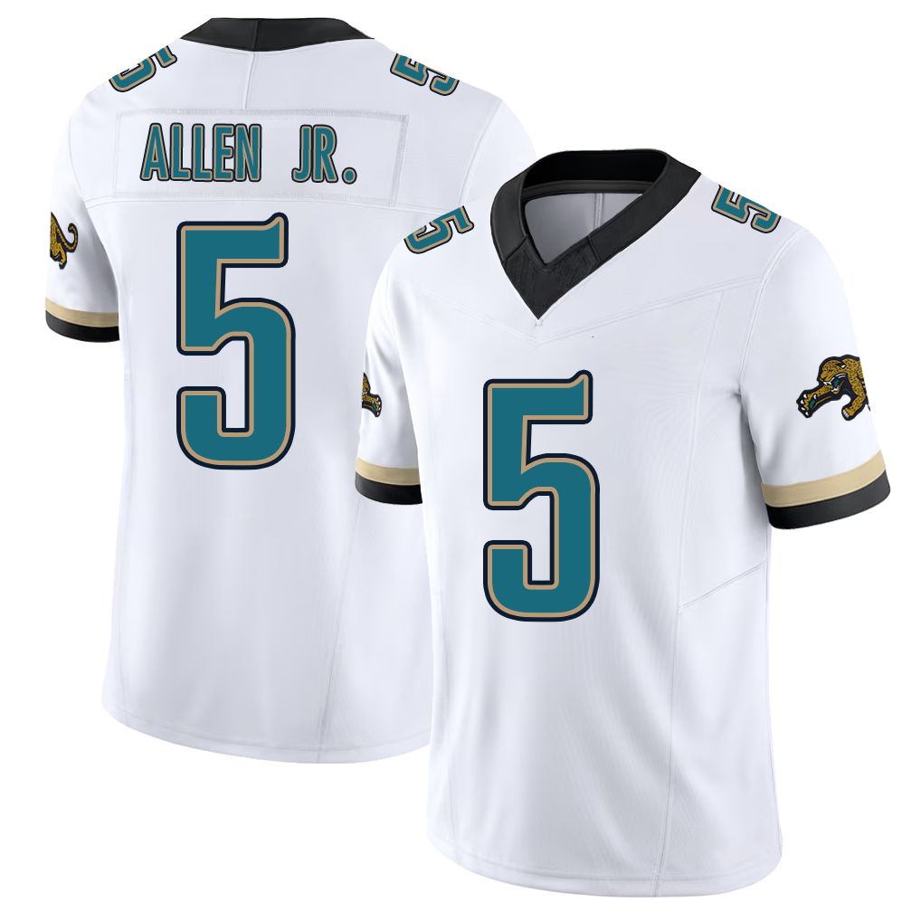 Jacksonville #5 Allen Jr. Football V Neck Short Sleeve White Jersey LeQuint For Men Youth Women Gift