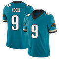 Jacksonville #9 Cooke Football V Neck Short Sleeve Teal Jersey Logan For Men Youth Women Gift
