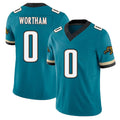 Jacksonville #0 Wortham Football V Neck Short Sleeve Teal Jersey Michael For Men Youth Women Gift
