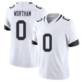 Jacksonville #0 Wortham Football V Neck Short Sleeve White Jersey Michael For Men Youth Women Gift