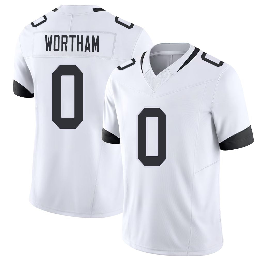 Jacksonville #0 Wortham Football V Neck Short Sleeve White Jersey Michael For Men Youth Women Gift