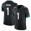 Jacksonville #1 Brown Football V Neck Short Sleeve Black Jersey Montaric For Men Youth Women Gift