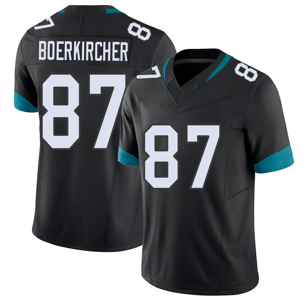 Jacksonville #87 Boerkircher Football V Neck Short Sleeve Black Jersey Nate For Men Youth Women Gift