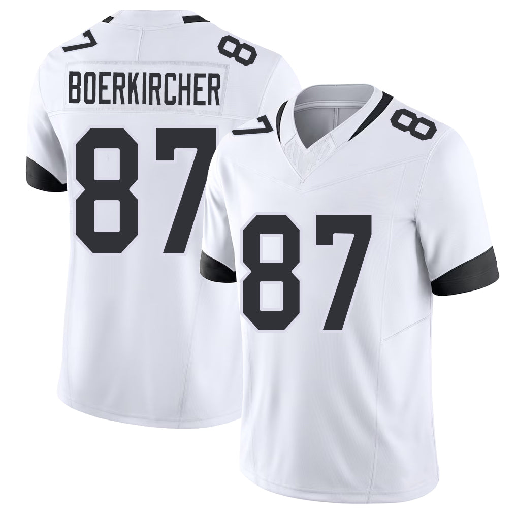Jacksonville #87 Boerkircher Football V Neck Short Sleeve White Jersey Nate For Men Youth Women Gift