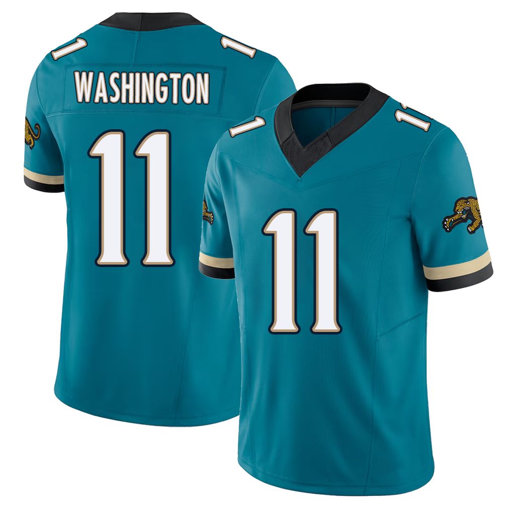Jacksonville #11 Washington Football V Neck Short Sleeve Teal Jersey Parker For Men Youth Women Gift