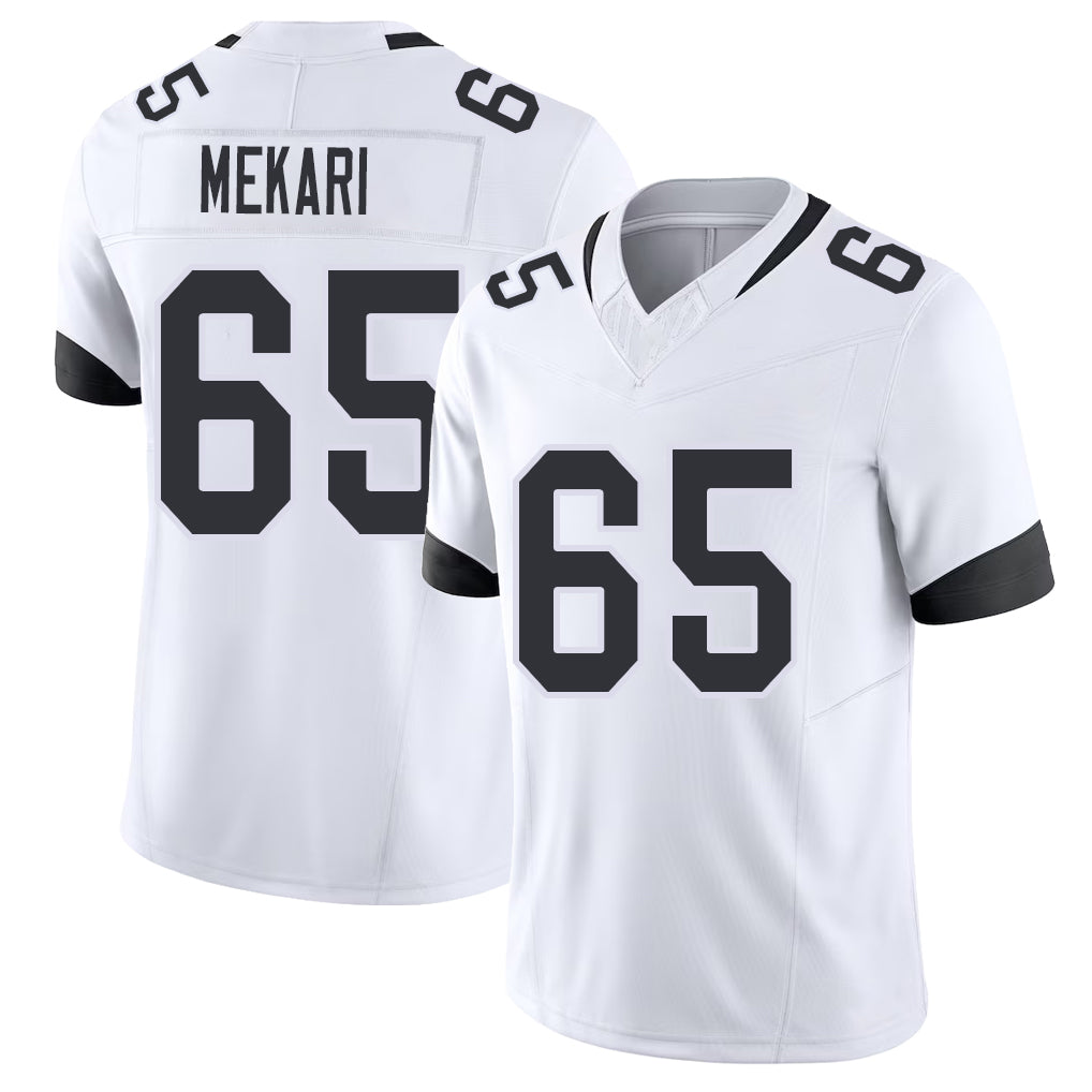 Jacksonville #65 Mekari Football V Neck Short Sleeve White Jersey Patrick For Men Youth Women Gift