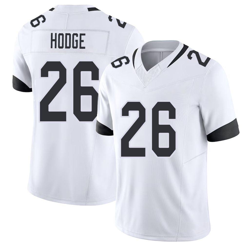 Jacksonville #26 Hodge Football V Neck Short Sleeve White Jersey Preston For Men Youth Women Gift
