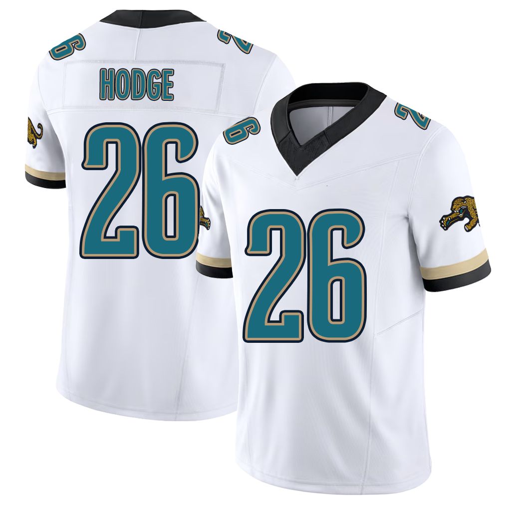 Jacksonville #26 Hodge Football V Neck Short Sleeve White Jersey Preston For Men Youth Women Gift