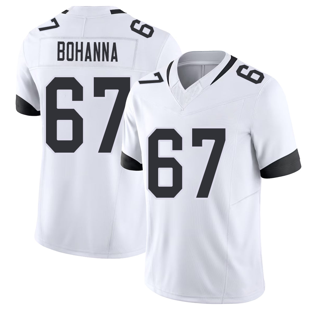Jacksonville #67 Bohanna Football V Neck Short Sleeve White Jersey Quinton For Men Youth Women Gift