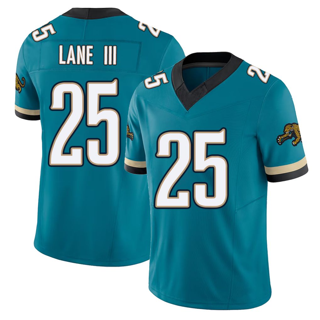 Jacksonville #25 Lane III Football V Neck Short Sleeve Teal Jersey Rayuan For Men Youth Women Gift