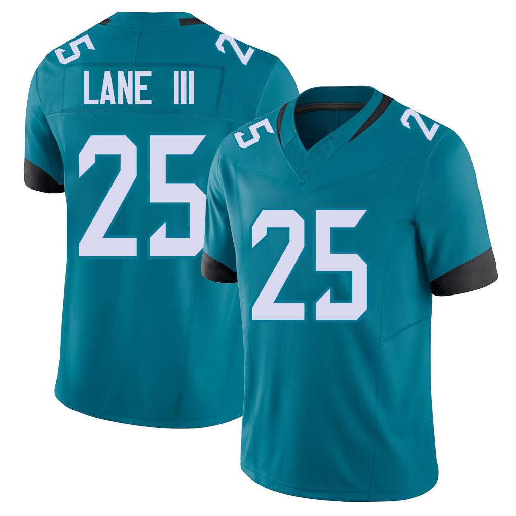 Jacksonville #25 Lane III Football V Neck Short Sleeve Teal Jersey Rayuan For Men Youth Women Gift