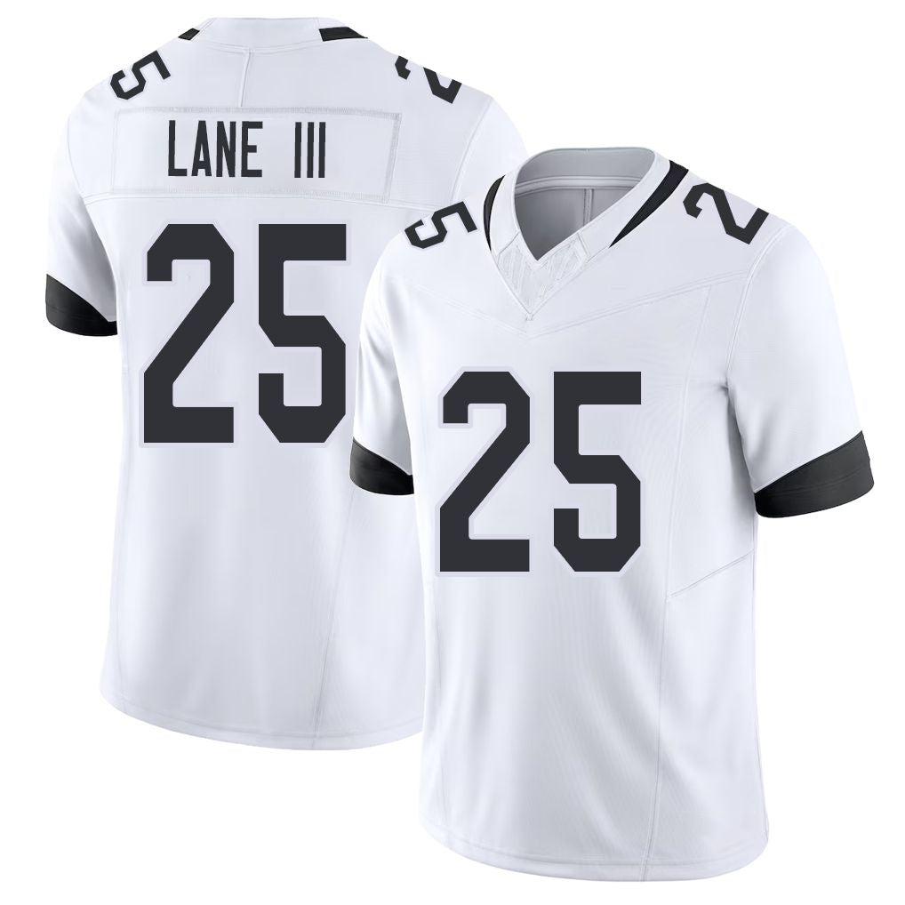 Jacksonville #25 Lane III Football V Neck Short Sleeve White Jersey Rayuan For Men Youth Women Gift