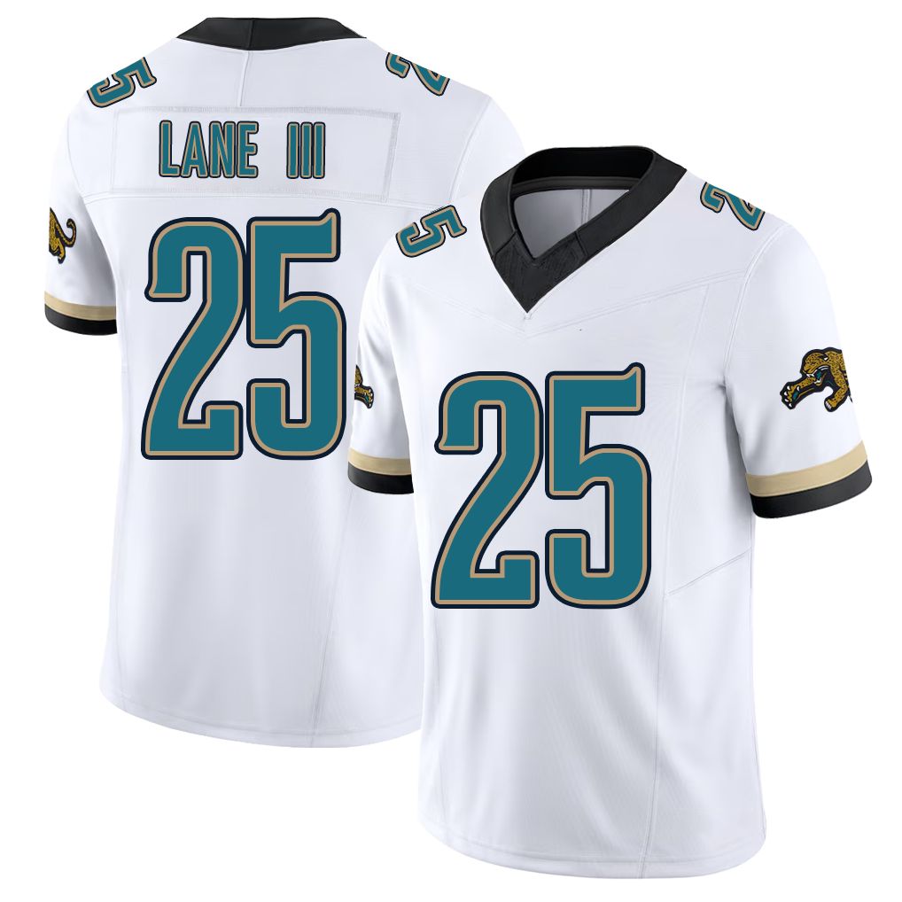 Jacksonville #25 Lane III Football V Neck Short Sleeve White Jersey Rayuan For Men Youth Women Gift