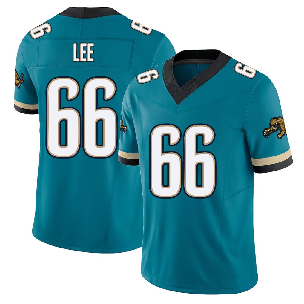 Jacksonville #66 Lee Football V Neck Short Sleeve Teal Jersey Ricky For Men Youth Women Gift