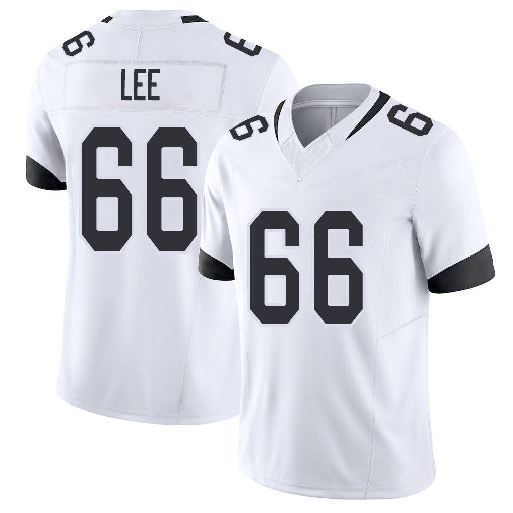 Jacksonville #66 Lee Football V Neck Short Sleeve White Jersey Ricky For Men Youth Women Gift