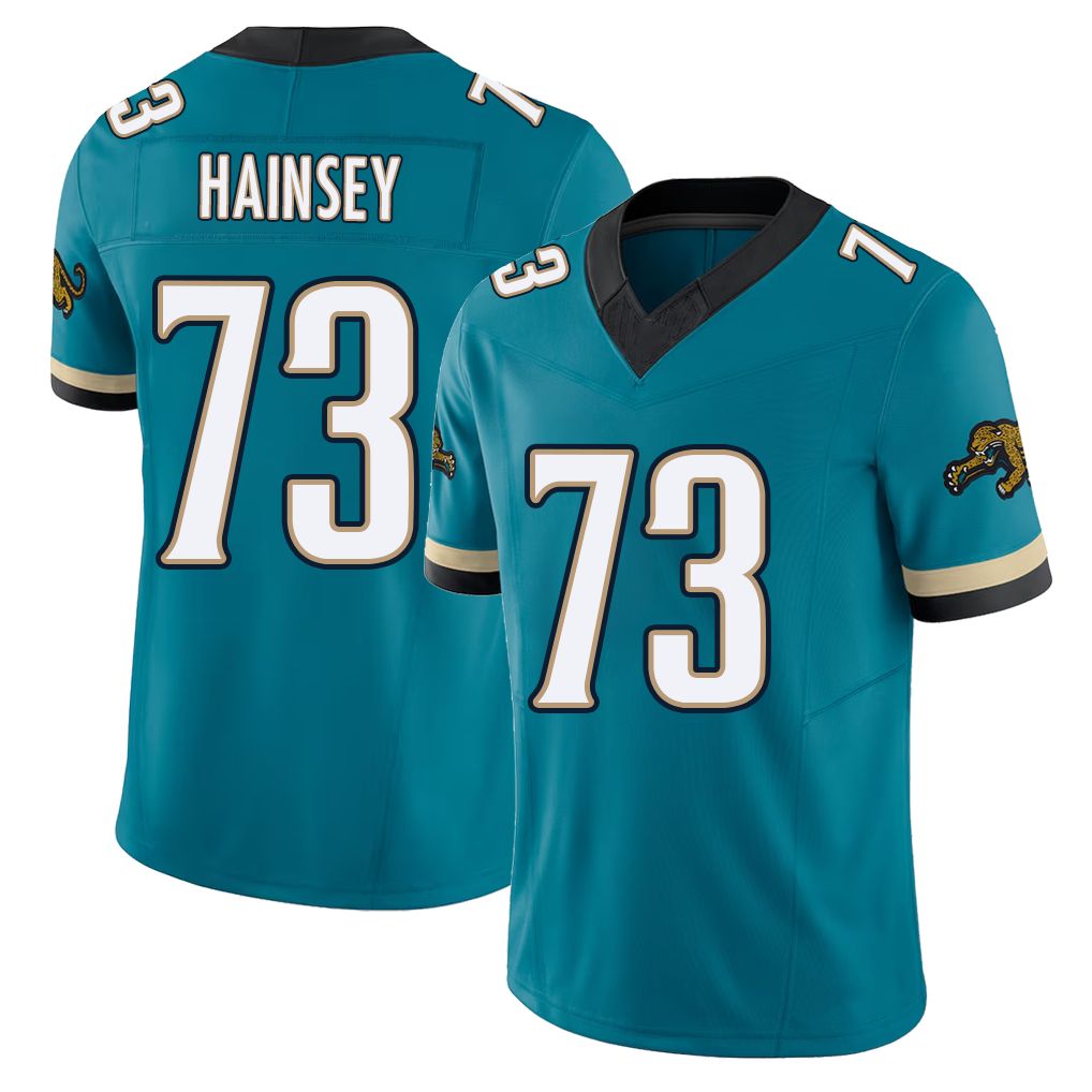 Jacksonville #73 Hainsey Football V Neck Short Sleeve Teal Jersey Robert For Men Youth Women Gift