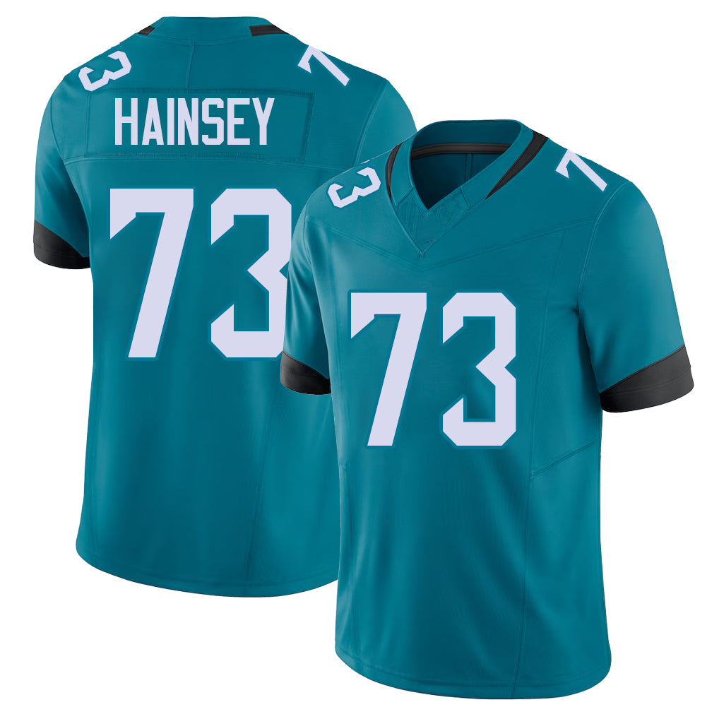 Jacksonville #73 Hainsey Football V Neck Short Sleeve Teal Jersey Robert For Men Youth Women Gift