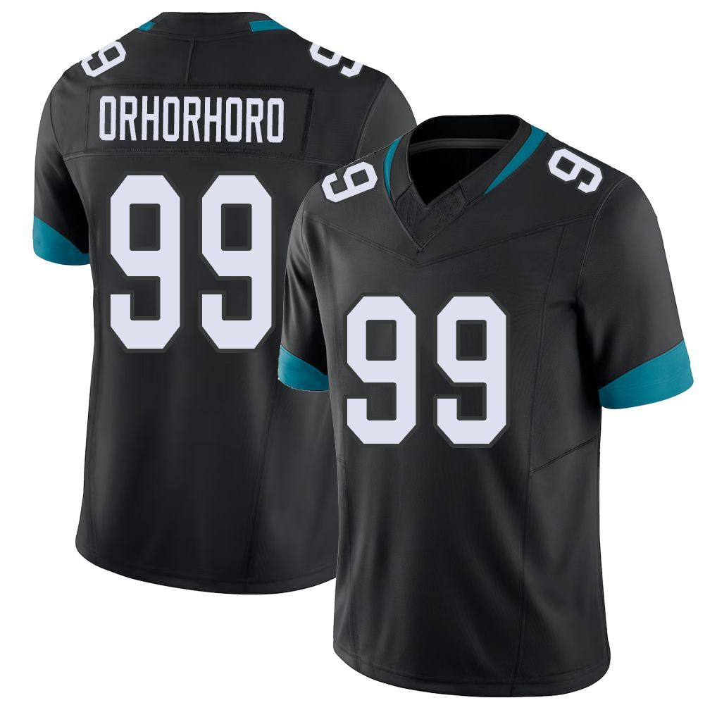 Jacksonville #99 Orhorhoro Football V Neck Short Sleeve Black Jersey Ruke For Men Youth Women Gift