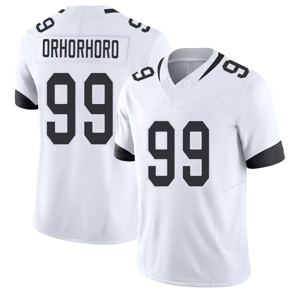 Jacksonville #99 Orhorhoro Football V Neck Short Sleeve White Jersey Ruke For Men Youth Women Gift