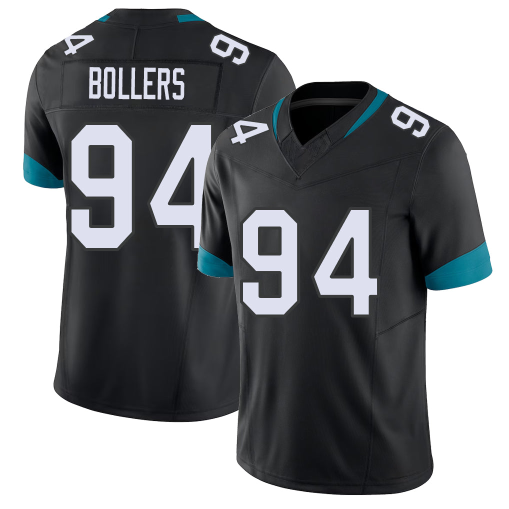 Jacksonville #94 Bollers Football V Neck Short Sleeve Black Jersey T.J. For Men Youth Women Gift