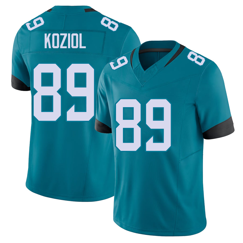 Jacksonville #89 Koziol Football V Neck Short Sleeve Teal Jersey Tanner For Men Youth Women Gift