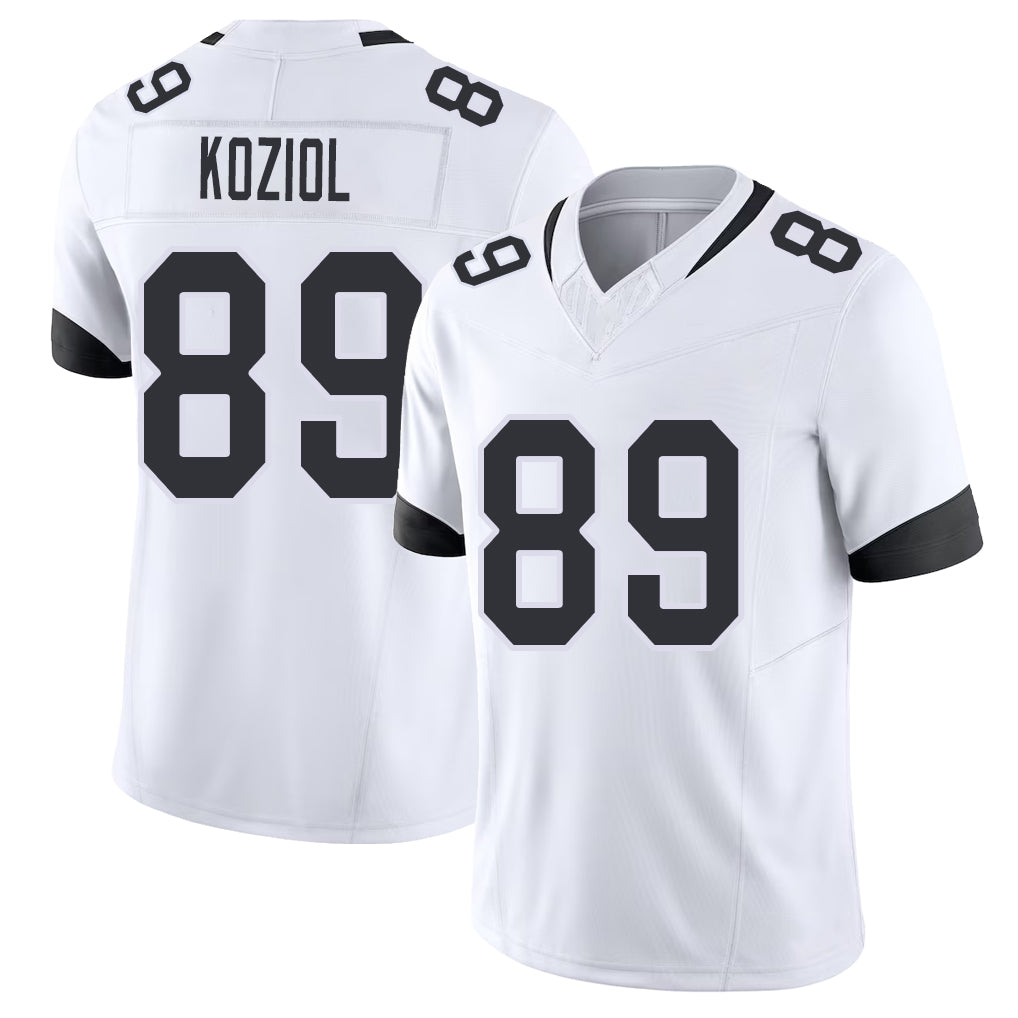 Jacksonville #89 Koziol Football V Neck Short Sleeve White Jersey Tanner For Men Youth Women Gift