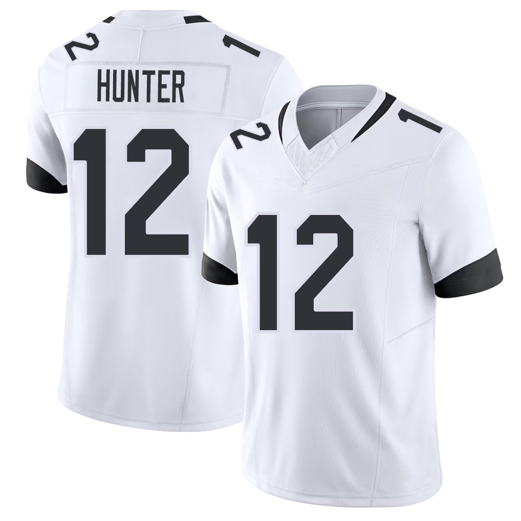 Jacksonville #12 Hunter Football V Neck Short Sleeve White Jersey Travis For Men Youth Women Gift