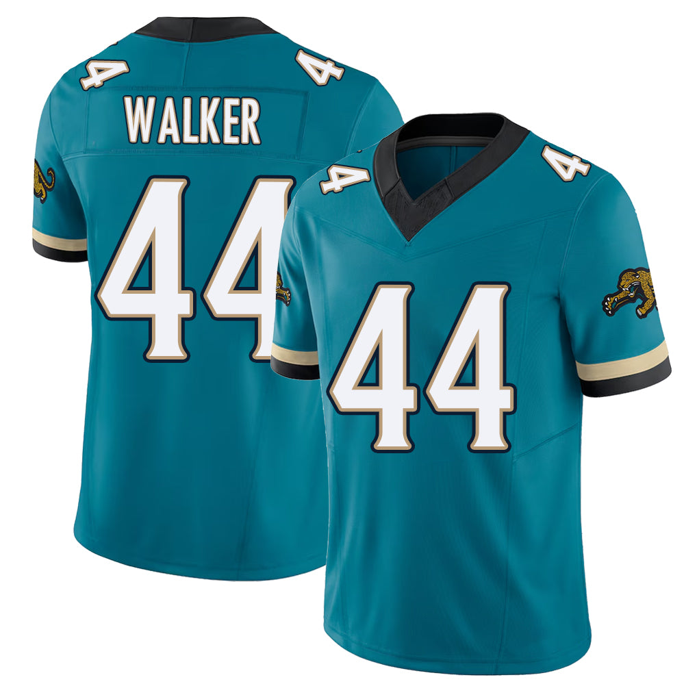 Jacksonville #44 Walker Football V Neck Short Sleeve Teal Jersey Travon For Men Youth Women Gift