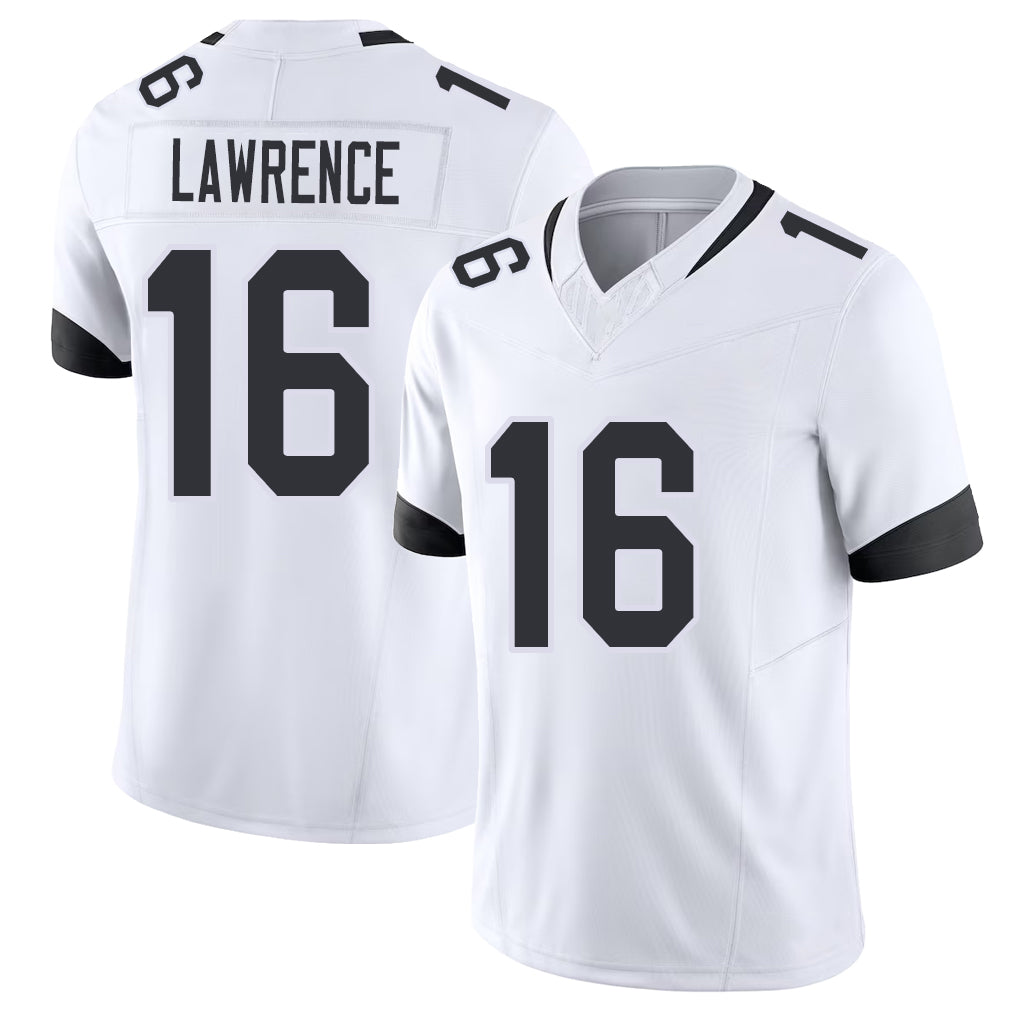 Jacksonville #16 Lawrence Football V Neck Short Sleeve White Jersey Trevor For Men Youth Women Gift