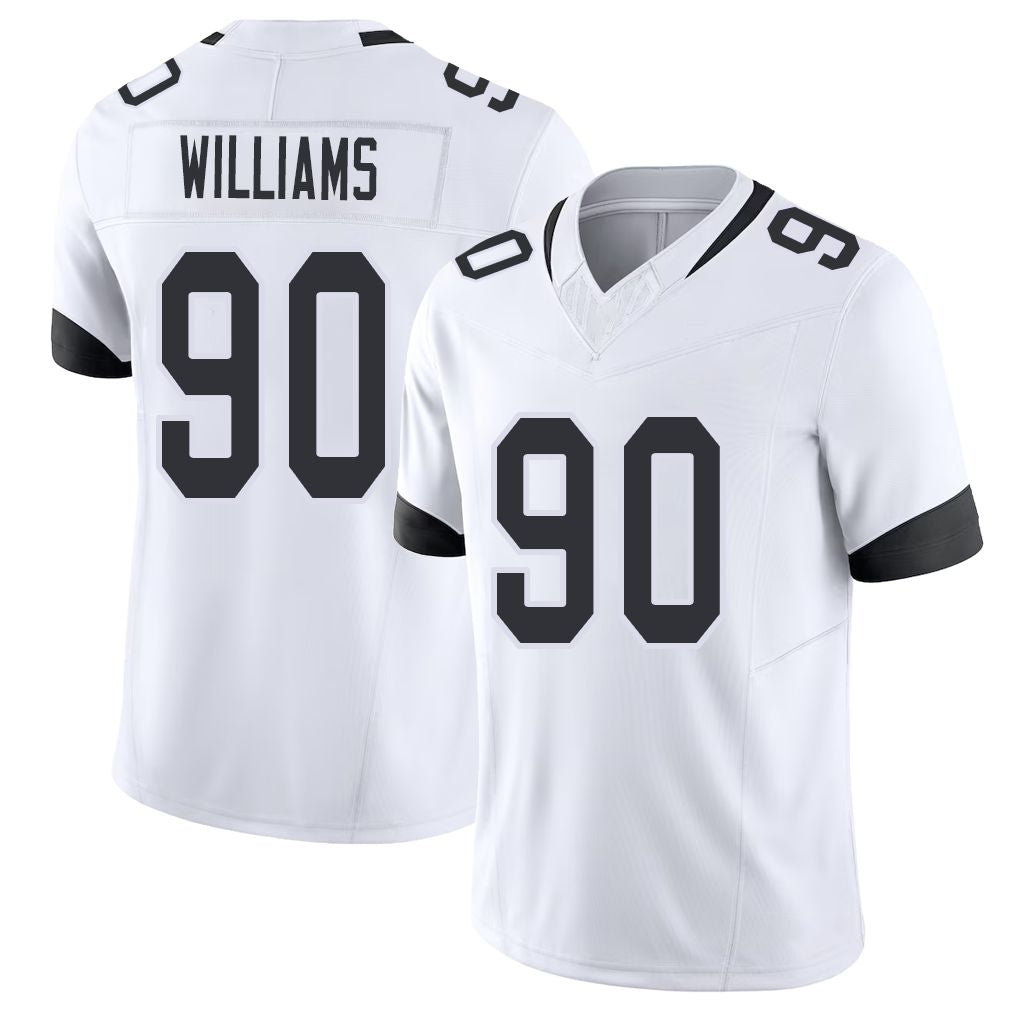 Jacksonville #90 Williams Football V Neck Short Sleeve White Jersey Wesley For Men Youth Women Gift
