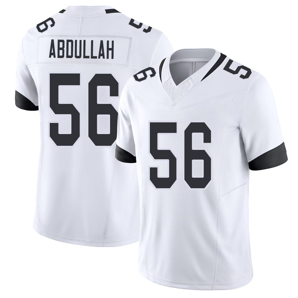 Jacksonville #56 Abdullah Football V Neck Short Sleeve White Jersey Yasir For Men Youth Women Gift