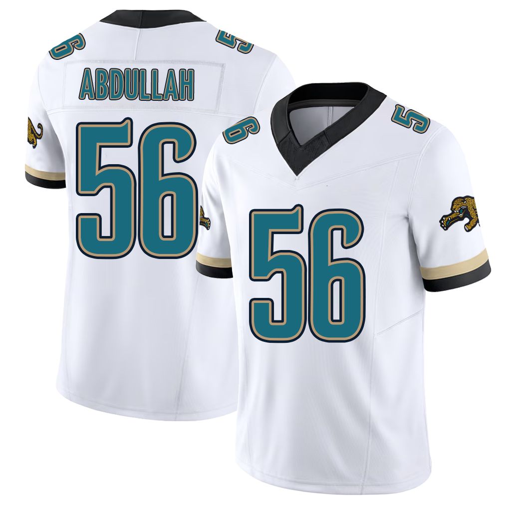 Jacksonville #56 Abdullah Football V Neck Short Sleeve White Jersey Yasir For Men Youth Women Gift