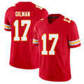 Kansas City #17 Gilman Player Football V Neck Short Sleeve Red Jersey Alohi For Men Youth Women Gift