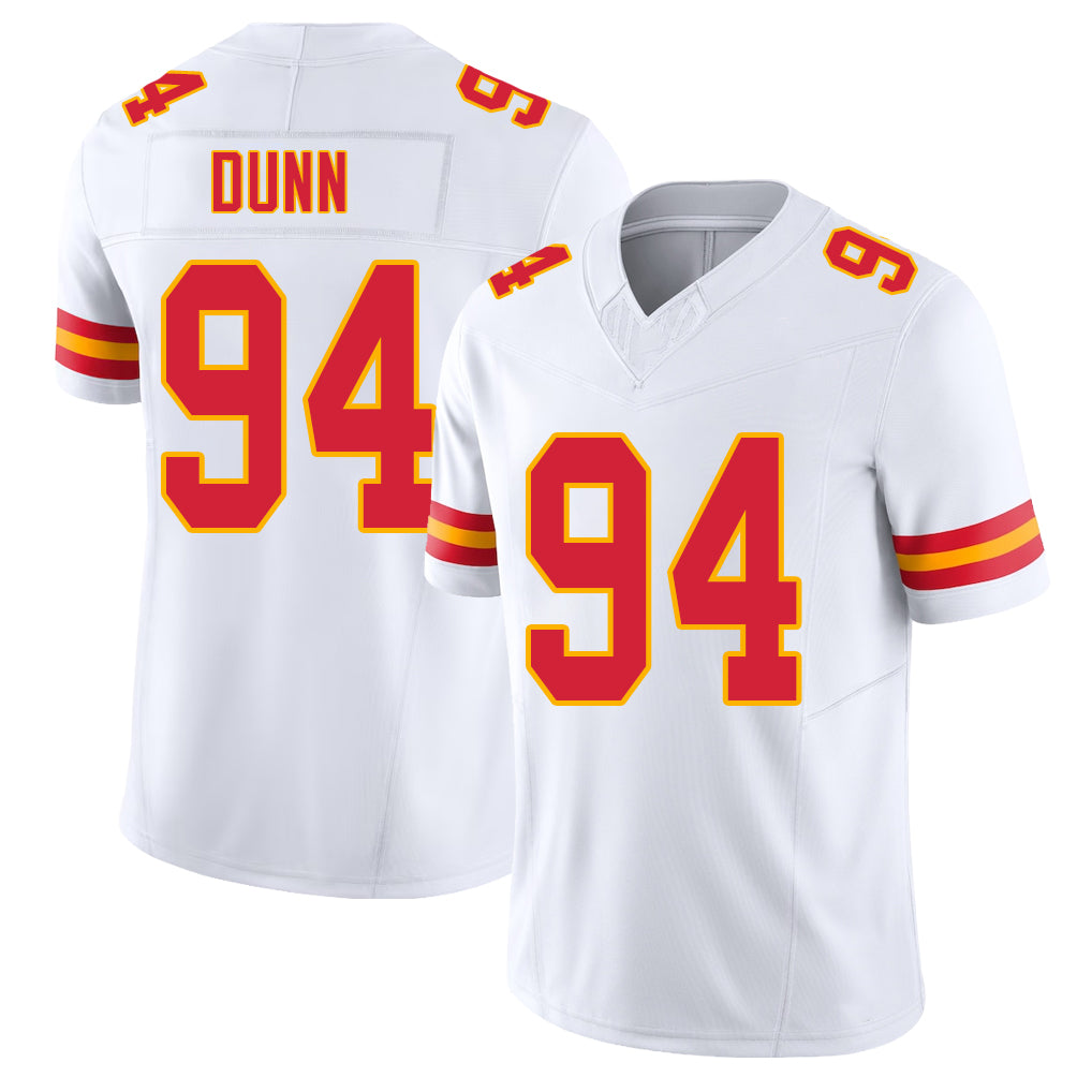 Kansas City #94 Dunn Player Football V Neck Short Sleeve White Jersey Anthony For Men Youth Women Gift