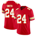 Kansas City #24 Smith Player Football V Neck Short Sleeve Red Jersey Brashard For Men Youth Women Gift