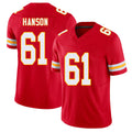 Kansas City #61 Hanson Player Football V Neck Short Sleeve Red Jersey C.J. For Men Youth Women Gift