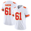 Kansas City #61 Hanson Player Football V Neck Short Sleeve White Jersey C.J. For Men Youth Women Gift
