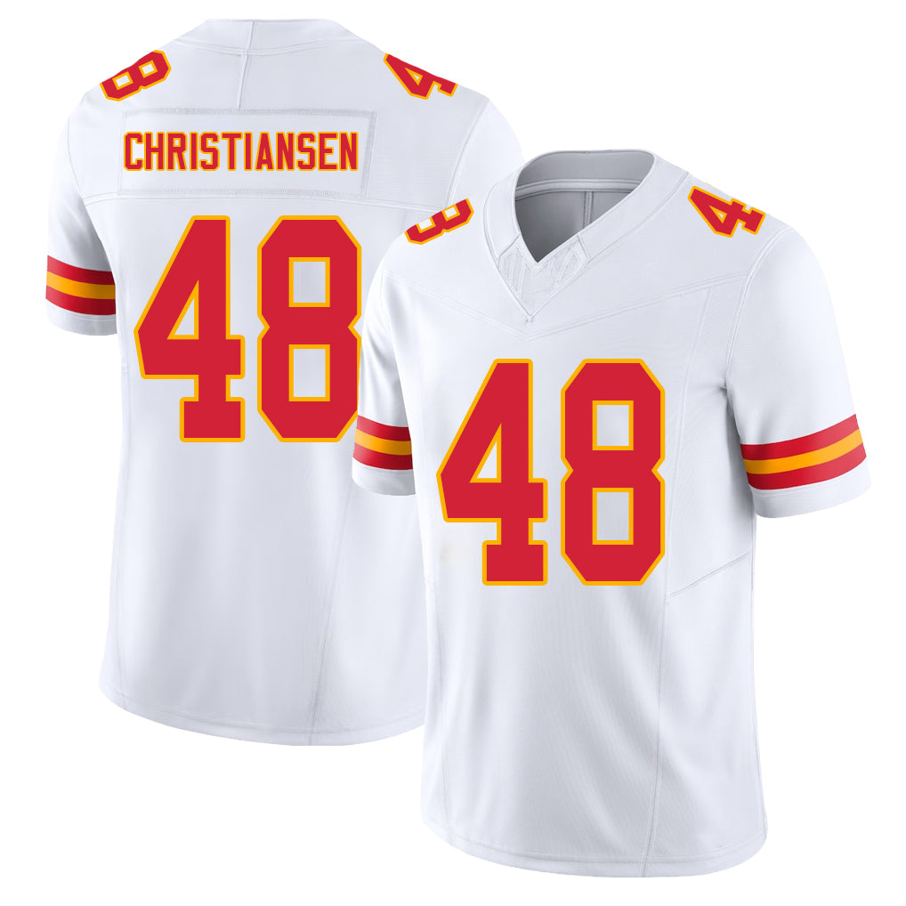 Kansas City #48 Christiansen Player Football V Neck Short Sleeve White Jersey Cole For Men Youth Women Gift