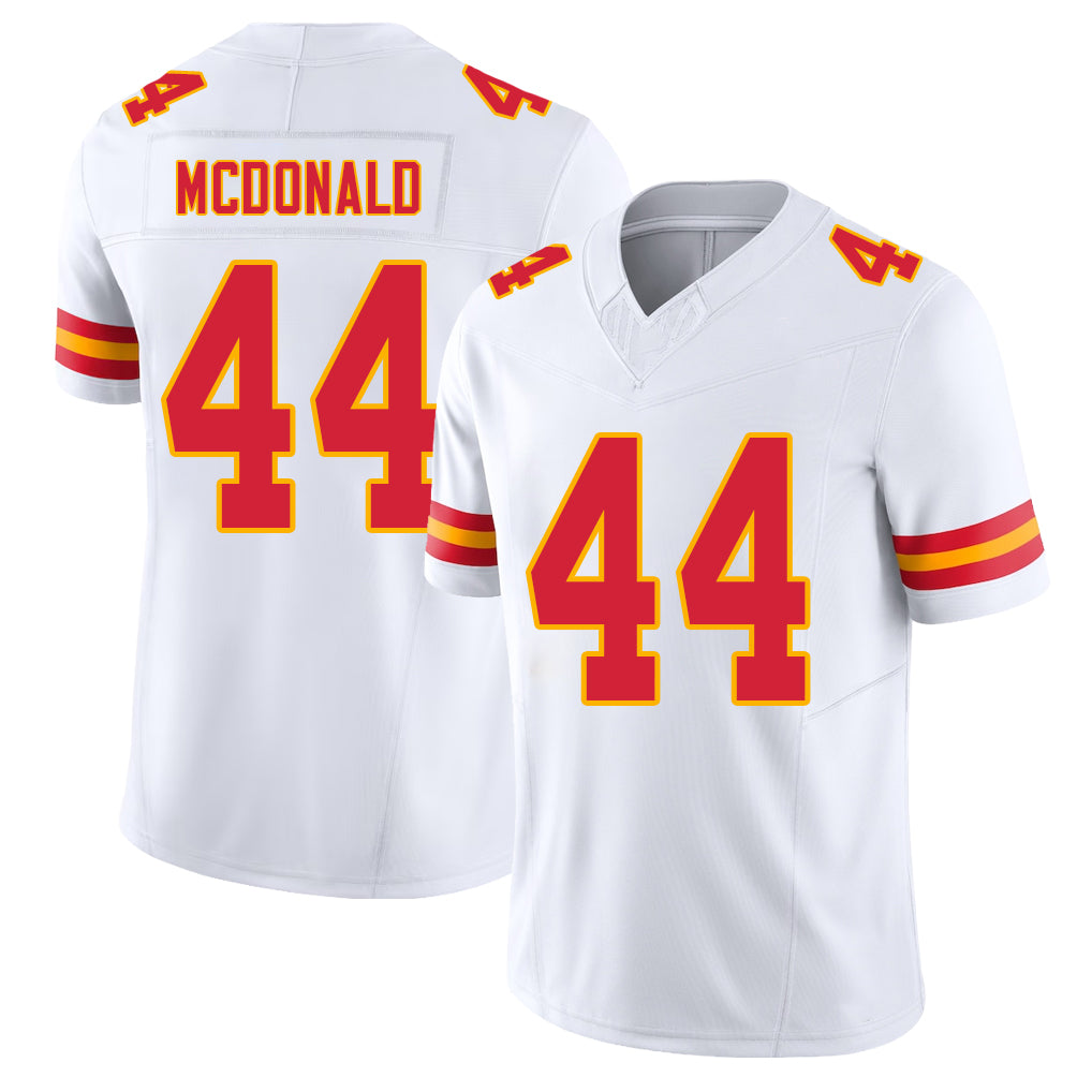 Kansas City #44 McDonald Player Football V Neck Short Sleeve White Jersey Cooper For Men Youth Women Gift