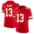 Kansas City #13 Allen Player Football V Neck Short Sleeve Red Jersey Cyrus For Men Youth Women Gift