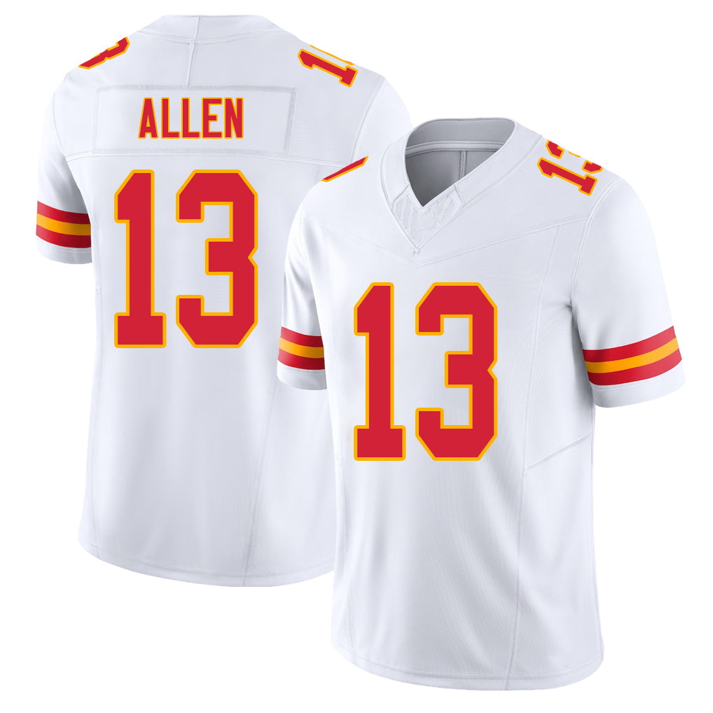 Kansas City #13 Allen Player Football V Neck Short Sleeve White Jersey Cyrus For Men Youth Women Gift