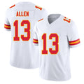 Kansas City #13 Allen Player Football V Neck Short Sleeve White Jersey Cyrus For Men Youth Women Gift